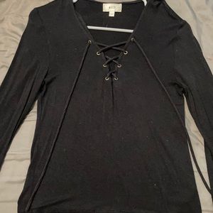 Size small soft top with V neck and ties